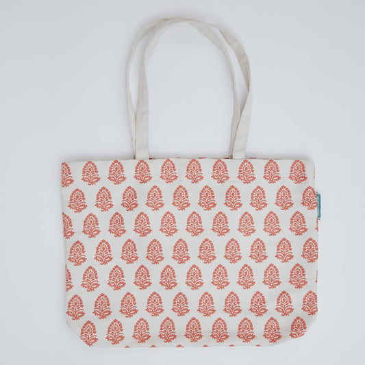 Jaipur Acorn Coral Canvas Bag
