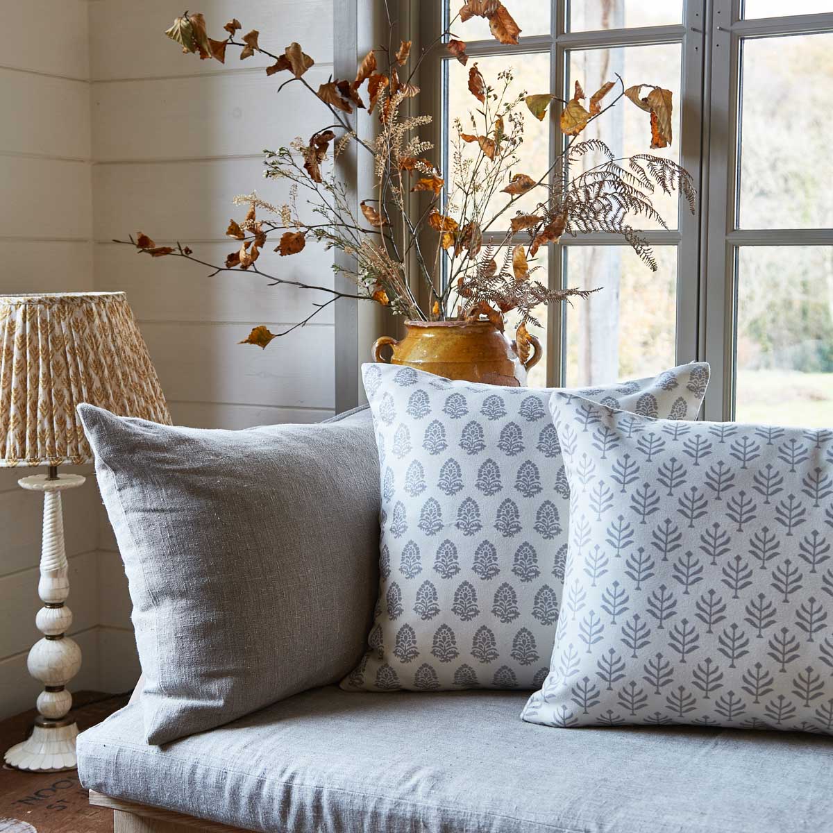 Fern Canvas Chinchilla Cushion